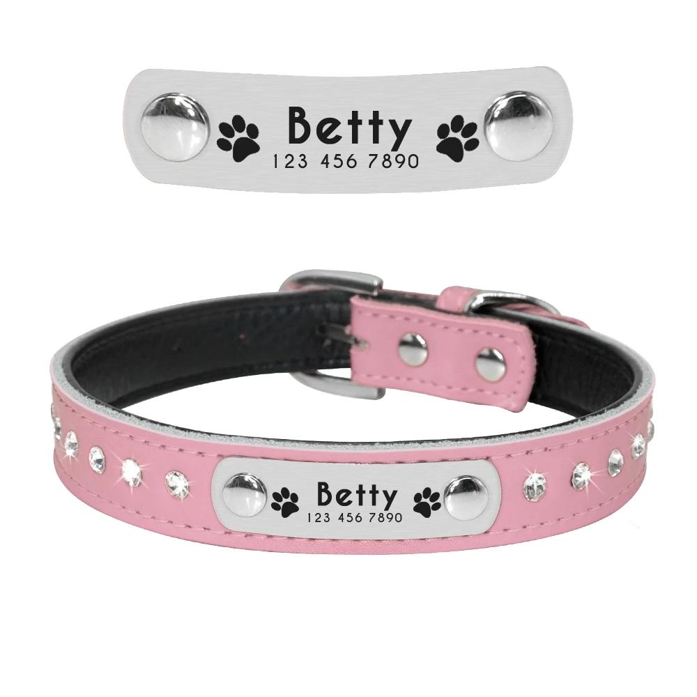 Leder Katzenhalsband Personalisiertes Katzenhalsband für Welpen Kleine Hunde Haustier Kätzchen Namensschild Halsband Kostenlose Gravur Verstellbar Haustierhalsbänder