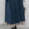 Retro Corduroy Women's Autumn Winter A-Line Midi Skirt Stylish Niche Plaid Color-Block Knee-Length Skirt