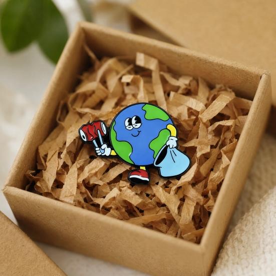 Earth Enamel Lapel Pin, Protecting The Earth Metal Brooch Pin for Backpacks, Clothing, Bags, Hats, Earth Day Gifts for Women Men
