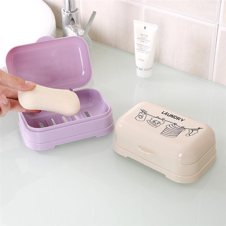 Bathroom Household Lid Connected Draining Simple Cartoon Printing Soap Box