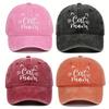 Ladies Embroidered Cat Mom Baseball Cap, Wash Cotton Adjustable Sunscreen Hat,Cartoon Theme, Birthday Gift, Outdoor Spire Caps