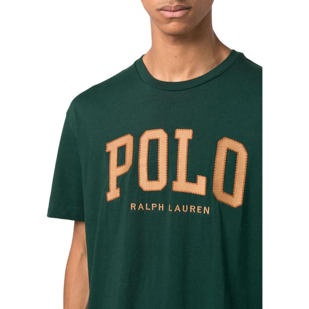 Tricou cu imprimeu logo literă Polo Ralph Lauren, gât rotund, mânecă scurtă, pentru bărbați, topuri, verde închis 710917892-004