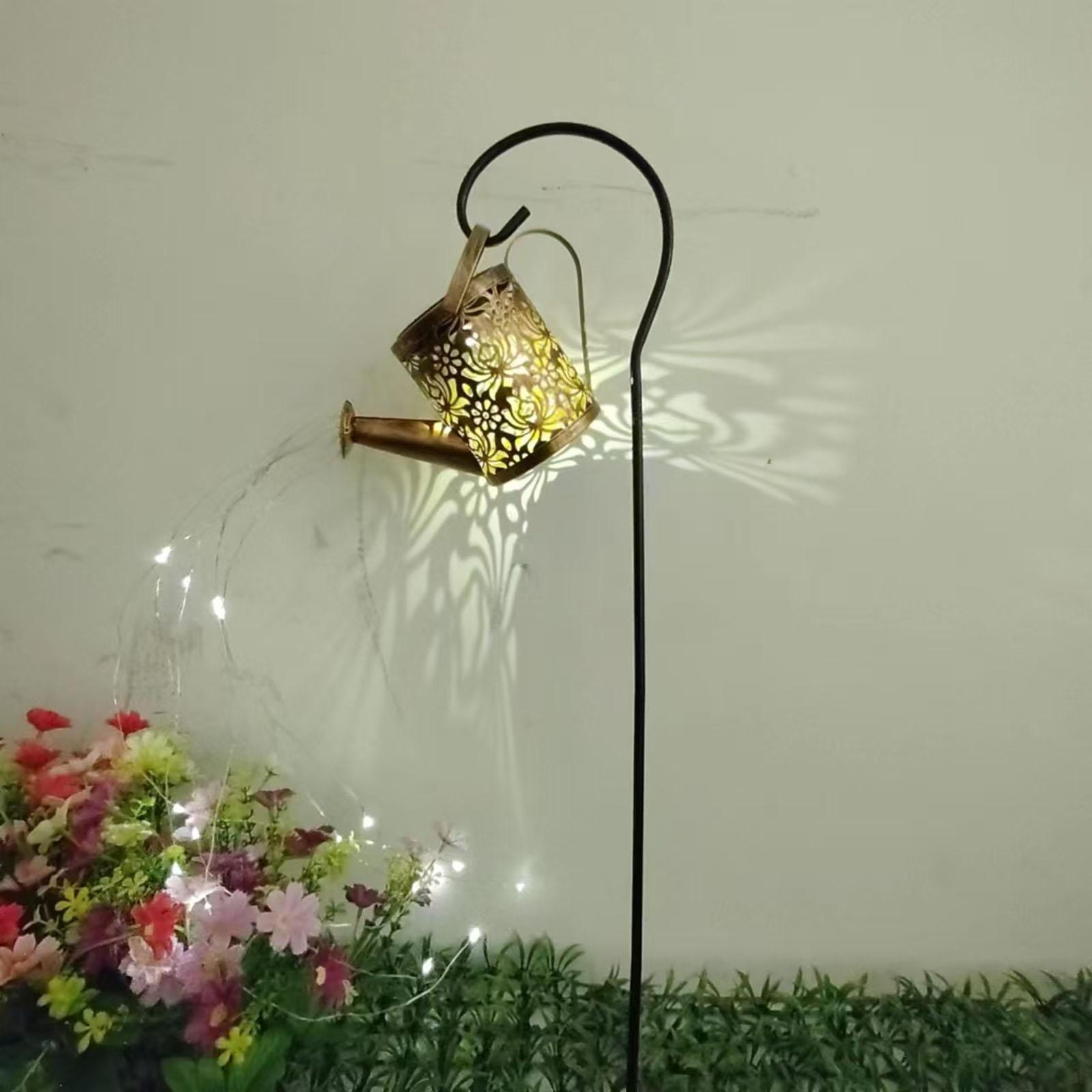 Solar Watering Can Light Metal Hanging Lantern Outdoor for Yard Lawn Pathway