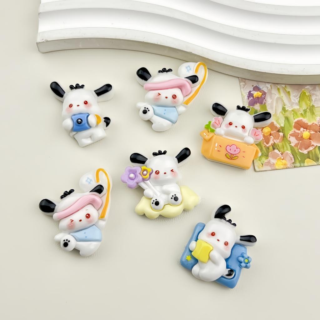 20/100PCS Cartoon bright face spring outing puppy DIY resin accessories phone case hair clip handmade material