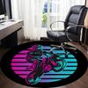 1PC Motorbike Rider Office Round Area Rug,  Mat Suitable ForOffice, Under Office Chairs Bedroom Living Room Home Decor, Room Deco