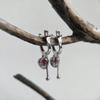 Серебряные серьги с искусственным гранатом nano 1.61ct (60002404)