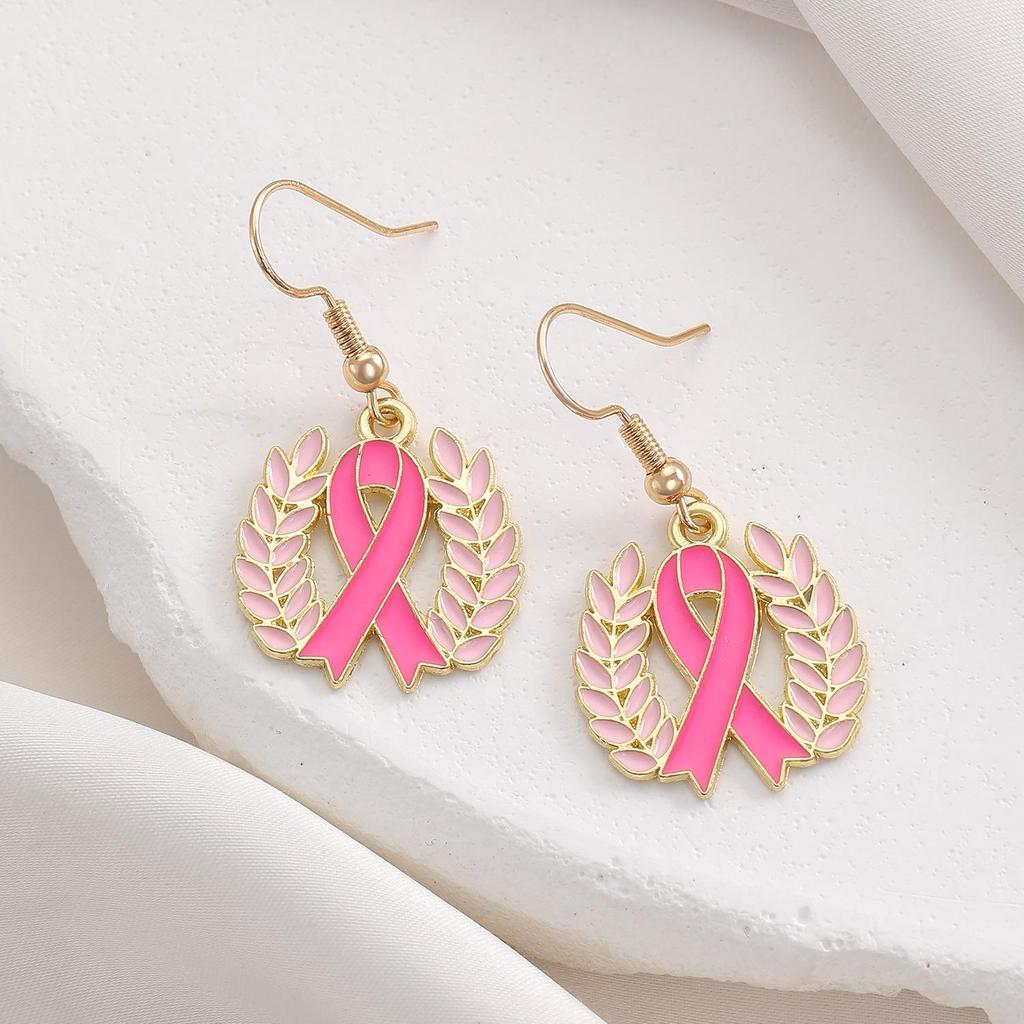 Red Ribbon Breast Cancer & AIDS Awareness Jewelry Set: Necklace, Nurse Bracelet, Badge
