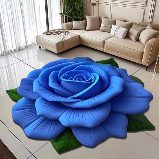 Diatomaceous Earth Bath Mat 3D Peony Pattern Quick Dry Floor Mat