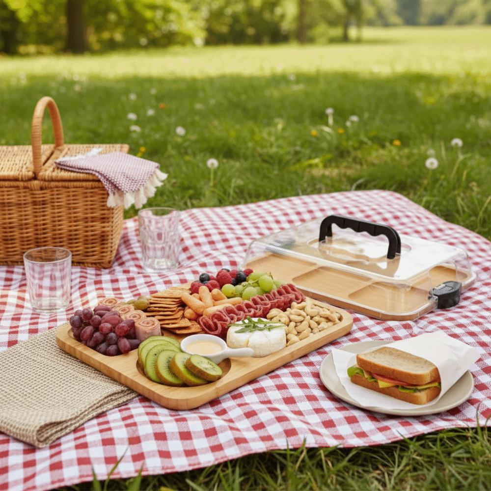 Square Cheese Tray Transparent Acrylic Lid Biscuit Snacks Platter Snack Service Trays  Holiday