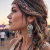 1 Pereche Cercei Cârlig pentru Femei, Cercei cu Design Western Cowboy cu Pandantive în Formă de Cizmă, Cactus, Potcoavă, Cercei Lunguieți pentru Festivaluri, Călătorii, Zilnic