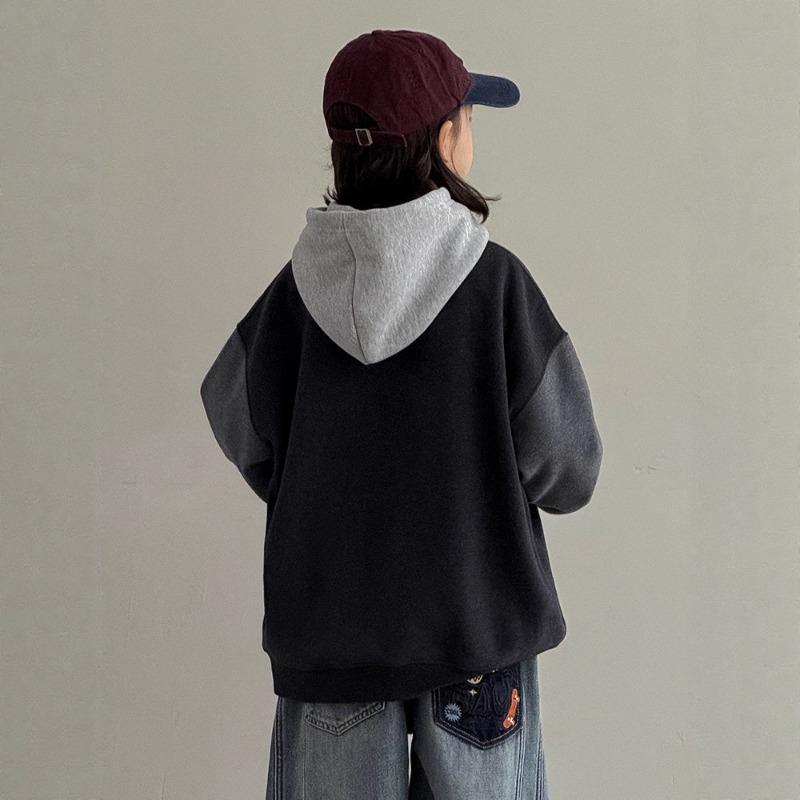Boy Fleece Lined Hooded Sweatshirt Kids Winter Warm Top