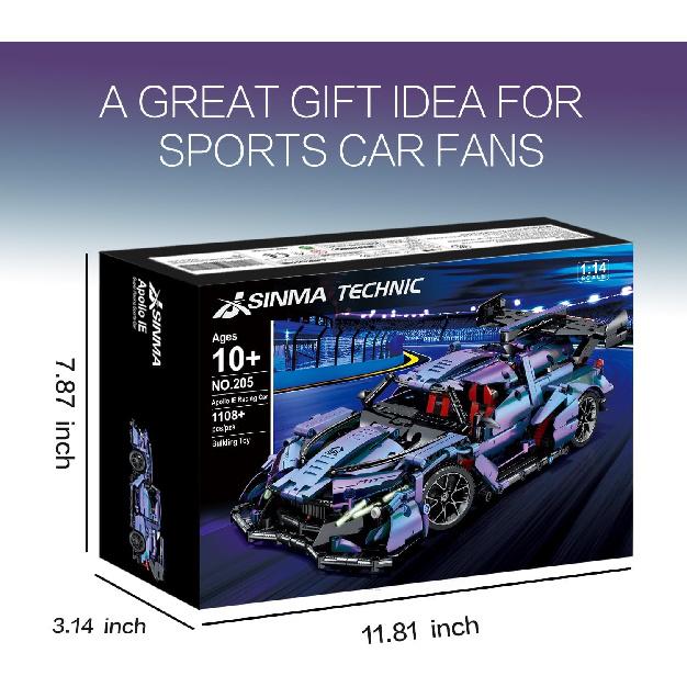 Technic Sports Car Building Blocks 1:14 Apollo IE Raceing Car Model Building Kit Speed Champions MOC Construction Toy for Adults,Collectible Sports