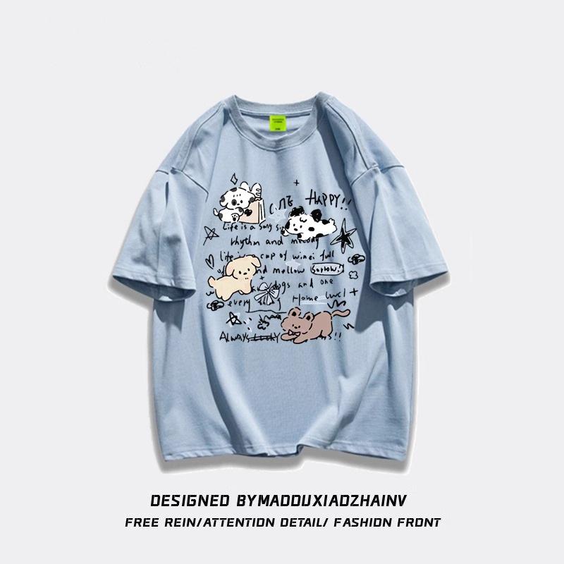 Baumwoll-Cartoon-Oversized-Kurzarm-T-Shirt für Damen - Schicker Sommer-Hongkong-Stil