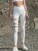 White Nude High Waist Breathable Mesh Yoga Leggings - Women's Tight Fitness Pants