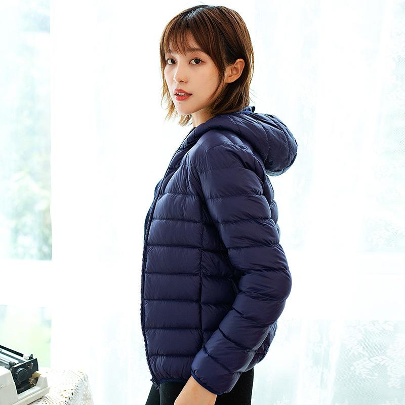 New Light and Thin Down Jacket Women's Short Hooded Stand-up Collar Light and Slim Outdoor Thin Large Size Women's Jacket