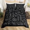 Cartoon Graffiti Bedding Set Back To School Duvet Cover For Kids Boys Girls BedroomMath Geometric Symbol Comforter Cover Twin