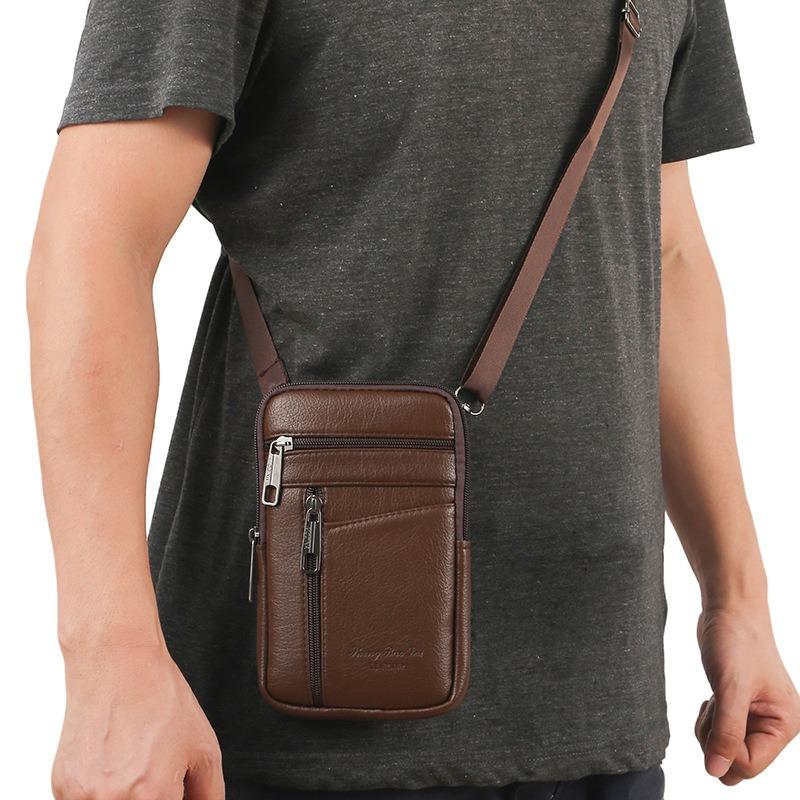 Nuova borsa a tracolla grande capacità cordino marsupio pelle PU sport all'aperto borsa a spalla multifunzionale borsa per cellulare da uomo