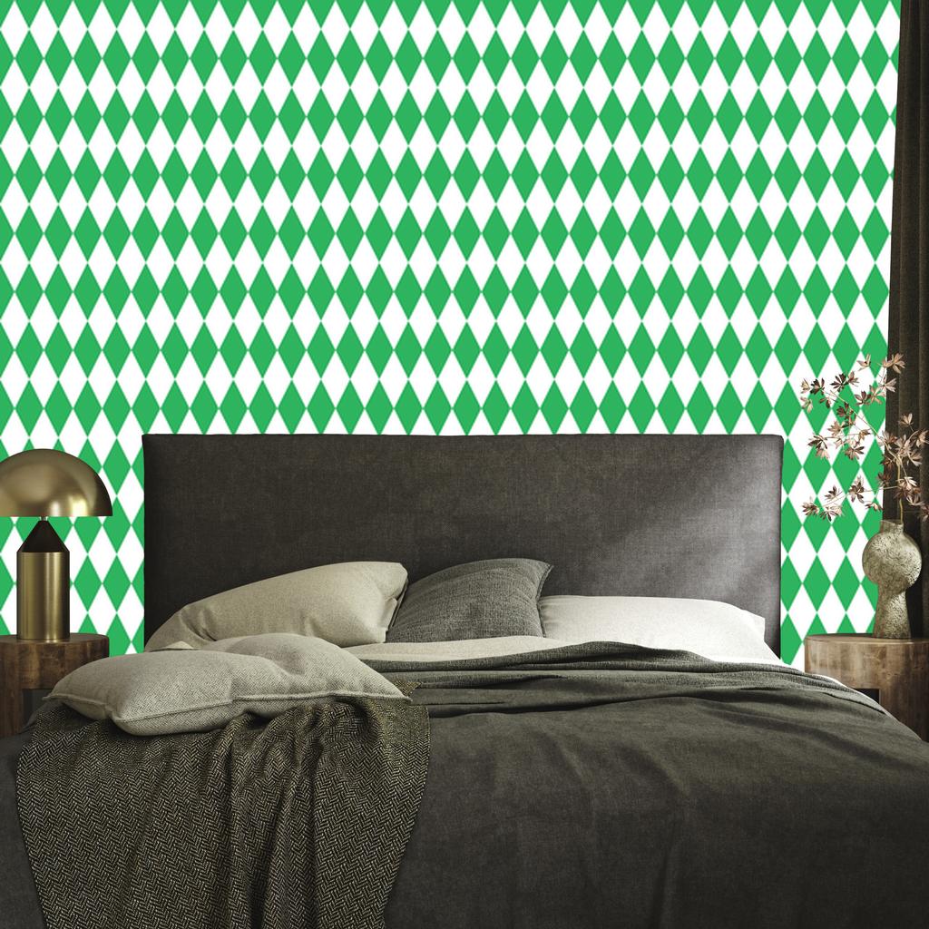Harlequin Diamonds Wallpaper Green and White for Living Room and Bedroom 50x1000