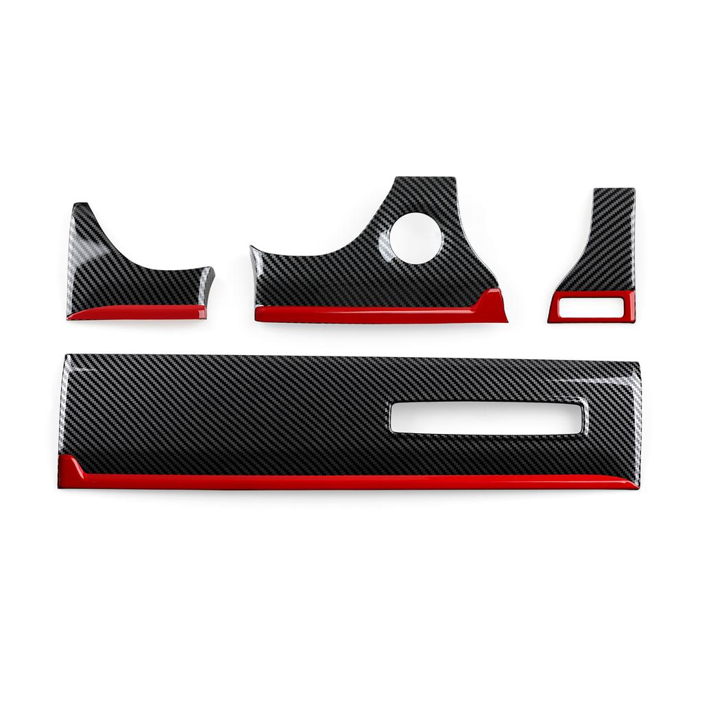 MOB2  For Dodge RAM 1500 2500 3500 2019-2026 Car Center Console Dashboard Panel Cover Carbon Fiber Red Line Interior Sticker ABS Trim