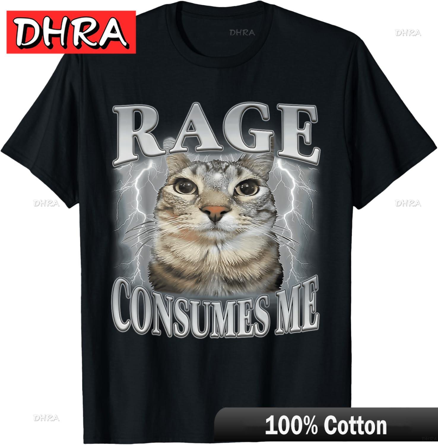 

Rage Consumes Me Funny Silly Staring Cat Meme Women Unisex TShirt with Graphic Minimalist T Shirts Printed Tee Casual Top Vintage 4XL