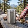 Rustless Steel Drinking Cup with Lid Beverage Container Easy To Wash Handled Mug Office