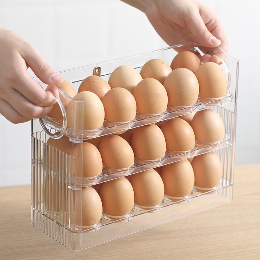 Fridge Egg Holder 26x20.2x10cm 30 Eggs Storage Container for Refrigerator Side Door Green