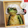 Pearl Art Canvas Kit with Frame Funny Frog Portrait Relaxing Handmade Craft for Cozy Bedroom Home Decor Gift and Unique Creative Wall Art Activity