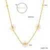 Stainless Steel Trendy 18K Gold Plated Summer Jewelry Beaded Pearl Necklaces Dainty Choker Flower Pendant Necklace for Women