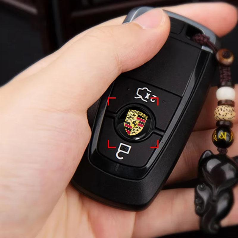 14mm Car Key Emblem Stickers Auto Control Key Logo Accessories For Porsche Cayenne Panamera Macan Boxster 911 Carrera-GT 928 944 918-Spyder