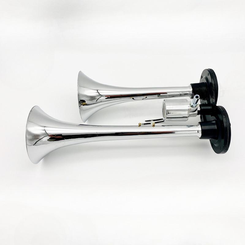 12/24V Super Loud Waterproof Double Tube Zinc Alloy Air Horn Truck Loudspeaker Electric Air Pump Car Horn
