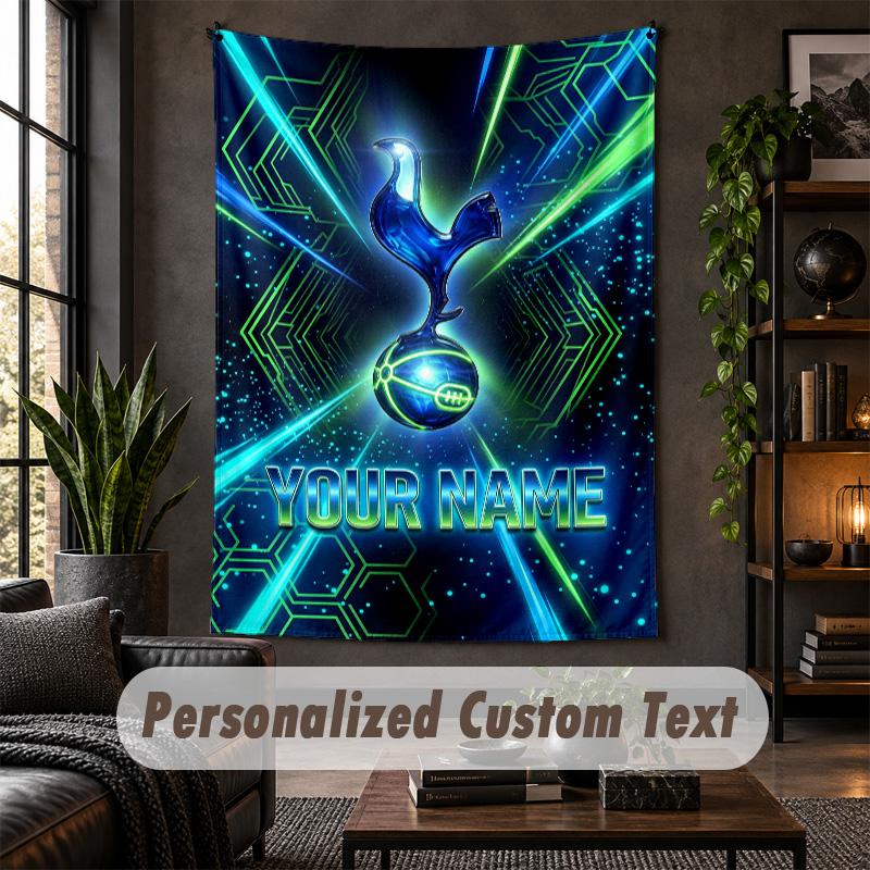 Personalisierte Wandteppich, Tottenham Hotspur FC Benutzerdefinierter Text, Weiches Stoff Wandkunst Für Innen Dekoration
