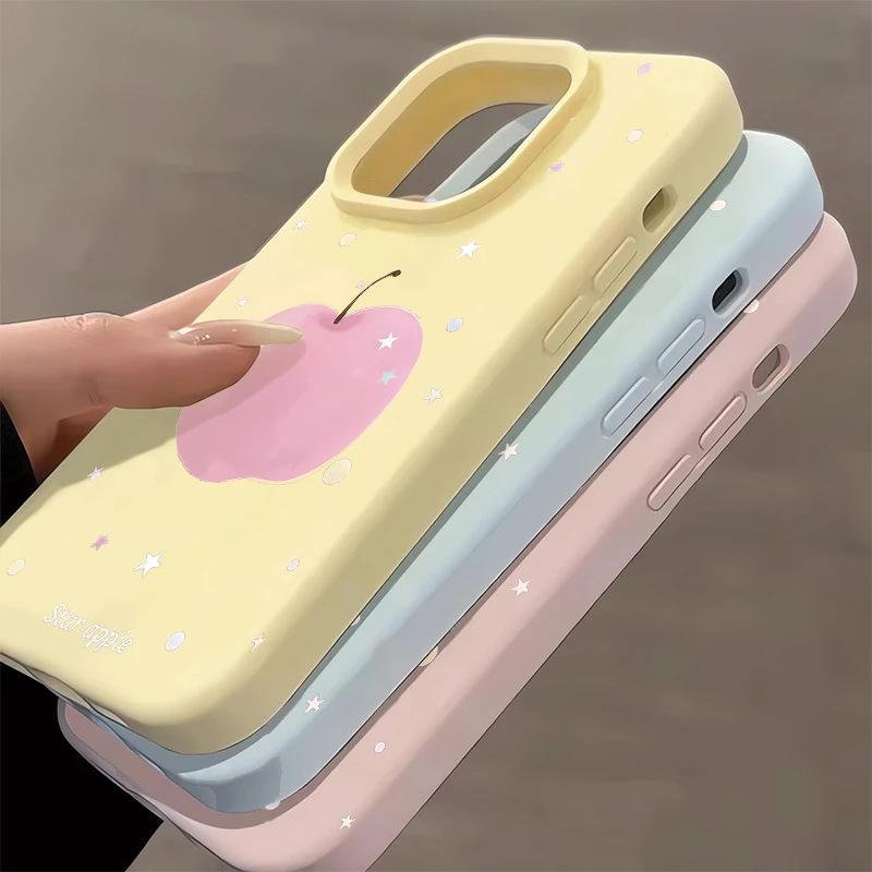 Star Powder Apple Is Suitable for iPhone17Promax Mobile Phone Case 16 Liquid Glutinous Rice 14 Matte 15 Large Holes Women's Models