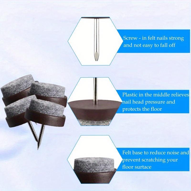50 Stück Filz-Stuhlbein-Gleiter - 20mm Runde Gleitnägel für Holzstühle & Tische, Weicher Bodenschutz mit Aufbewahrungsbox