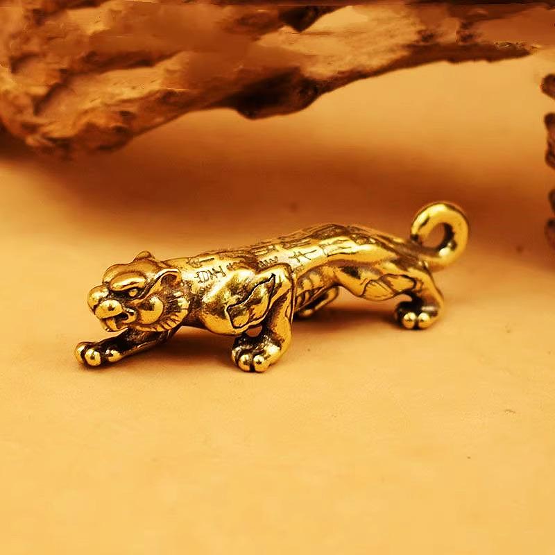 Brass Tiger Tally Calligraphy Brush Rest Holder Retro Ornament