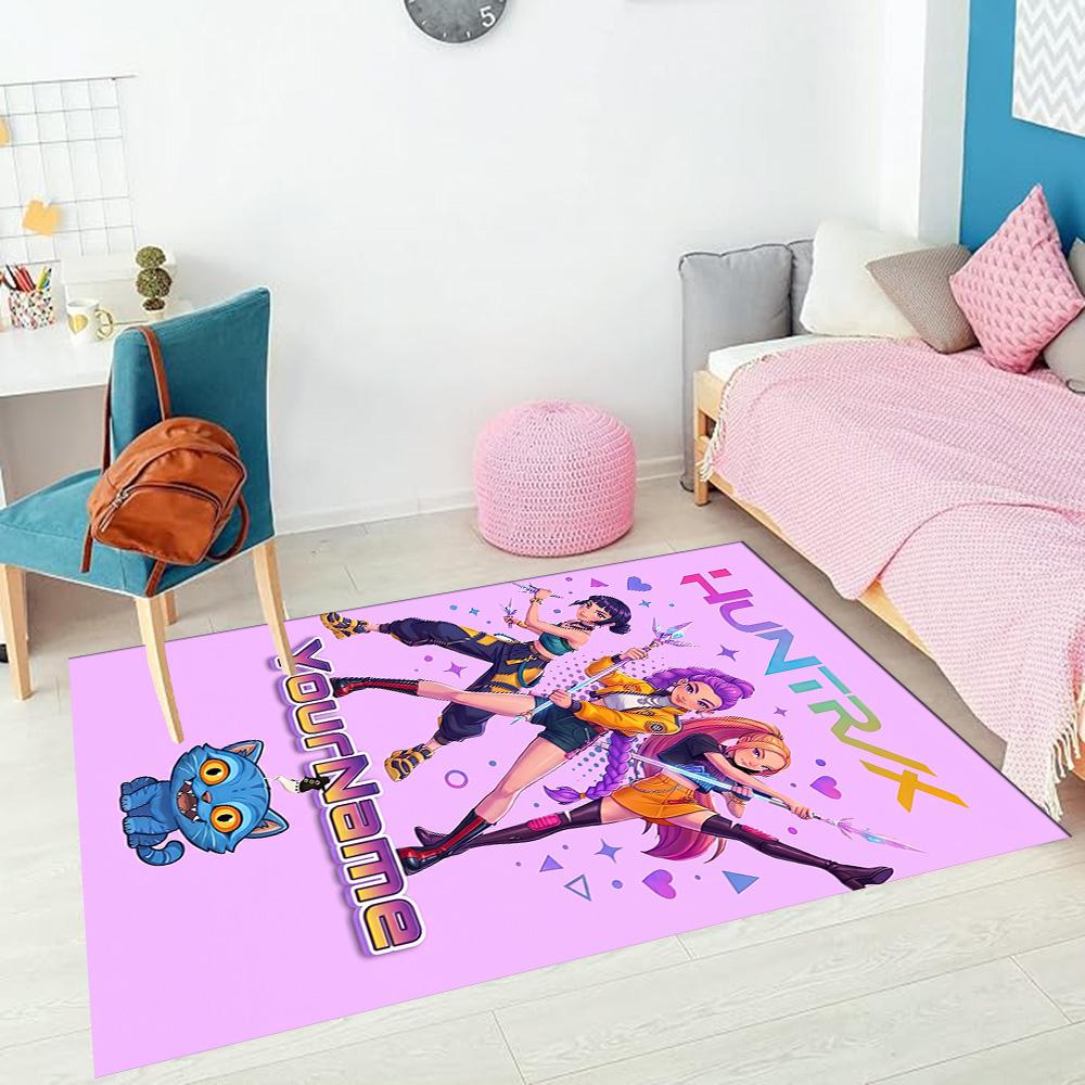 Demon Hunter Girls (2) Customize Your Name Rug, Office Chair Cushion, Home Bedroom Living Room Gift.