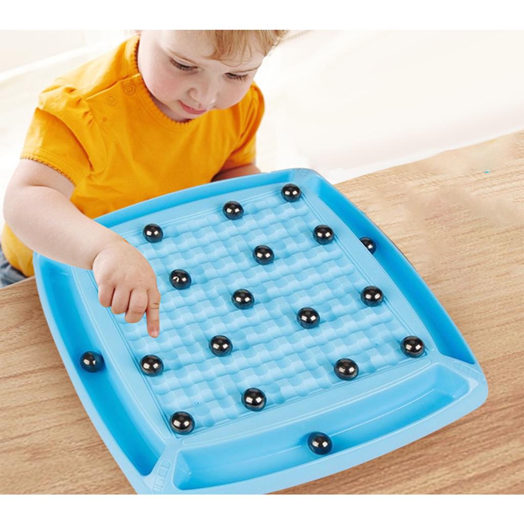 Magnetic Induction Chess Game for Kids Educational Puzzle Toy Interactive Table Top Magnet Chess Game with Stones
