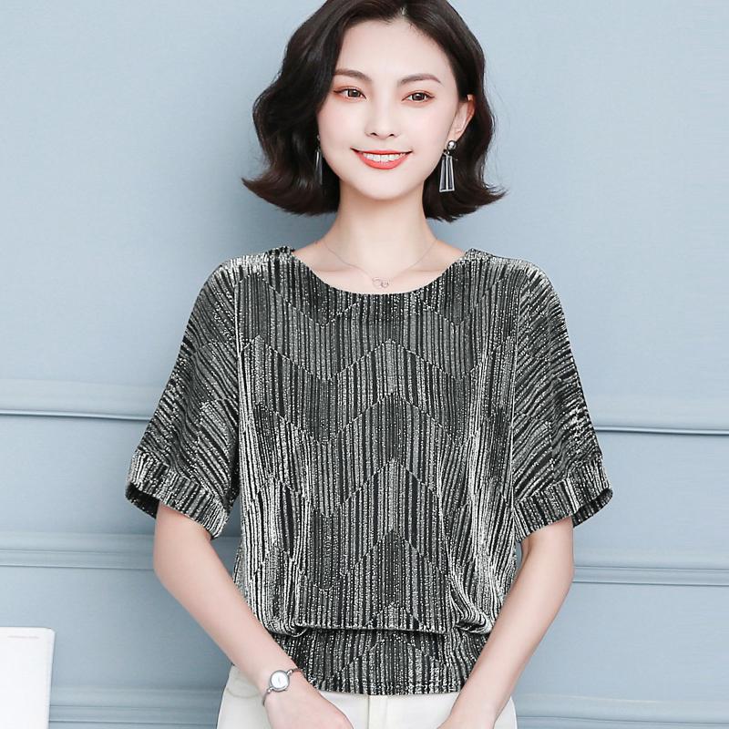 

GMXIA Women s Fashion Casual Leisure Short Sleeve O Neck Blouses & Shirts M чорний