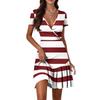 Women's Casual Fashion V-Neck Short Sleeve Patchwork Stripe Print Dresses