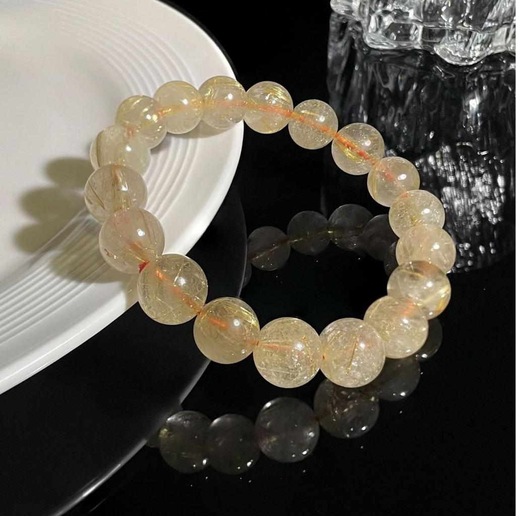 Jingxi Crystal Natural Venus Rutilated Quartz Bracelet - Golden Rutilated Quartz Beaded Bracelet