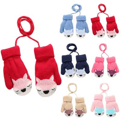 Toddler Baby Boys Girls Winter Knitted Gloves Children Cartoon Thickened Warm Gloves