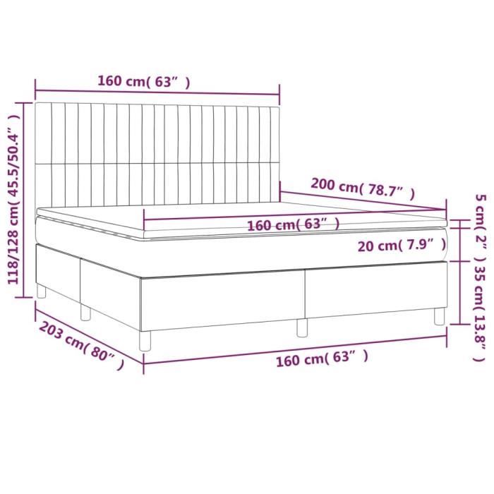 VidaXL Divan Bed with Mattress Taupe 160x200 Cm Fabric - Model 3141949