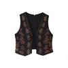 ZA Womens Embroidered Velvet Vest Street Style V-Neck Sleeveless Waistcoat Fall 2025