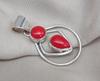 Red Coral Pendant: Two-Stone 925 Sterling Silver Boho Necklace