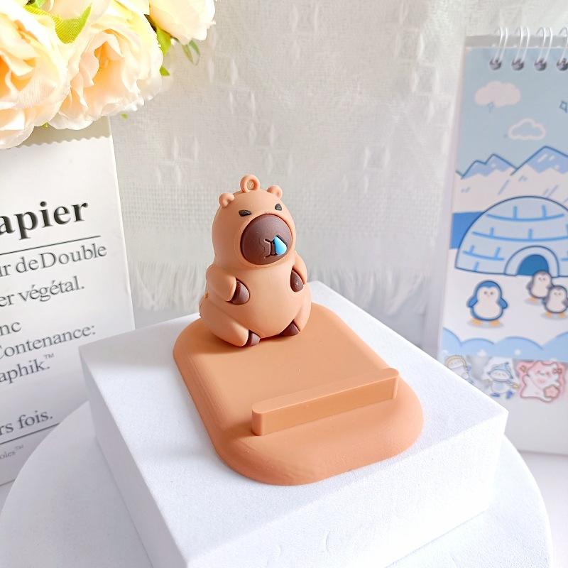 Süßes Capybara Kapibara Dreidimensionale Puppe Fauler Schreibtischhalter Kreativer Handyhalter Kleines Ornament