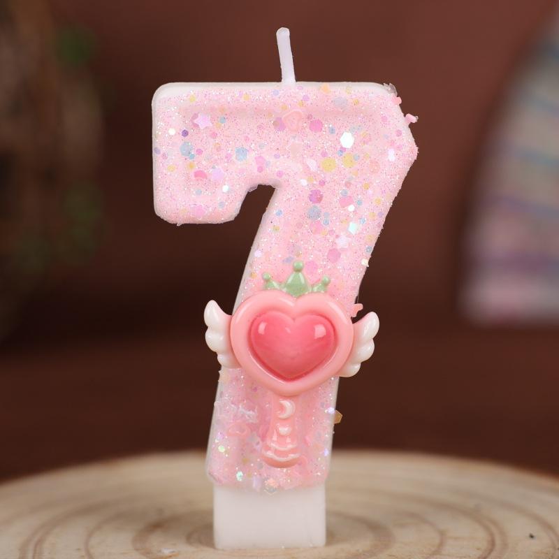 New Pink Magic Wand Number Candle Birthday Cake Party Decoration Handmade Number Candle 0-9