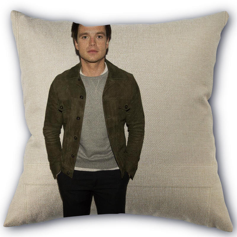 45X45cm Pillow Cover Sebastian Stan Home Decorative Pillowcase Square Zipper Cotton Linen Pillow Cases Bedroom 0331