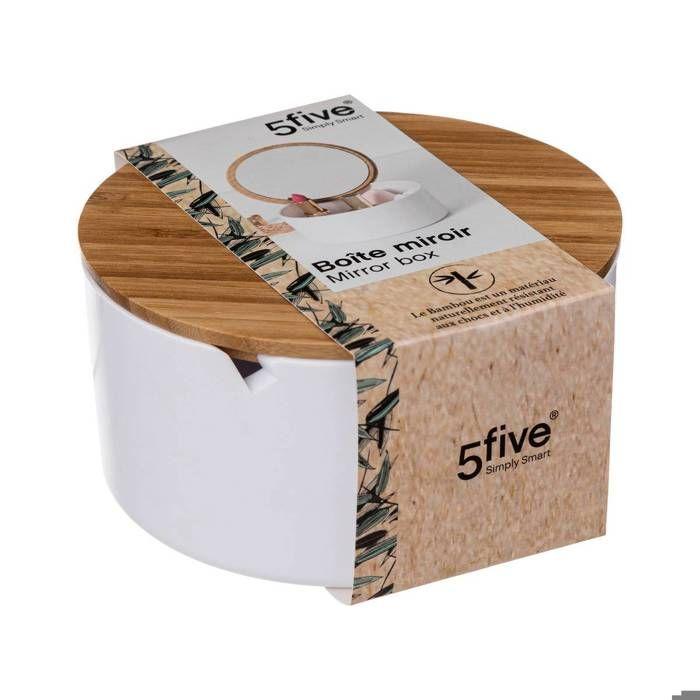 5five - boîte de rangement avec miroir "naturéo" blanc