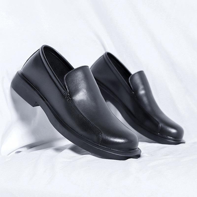 

Кожаные туфли мужские летние дышащие деловые мужские туфли 2025 однопедальные британские повседневные мокасины 6508-R 38 чёрный