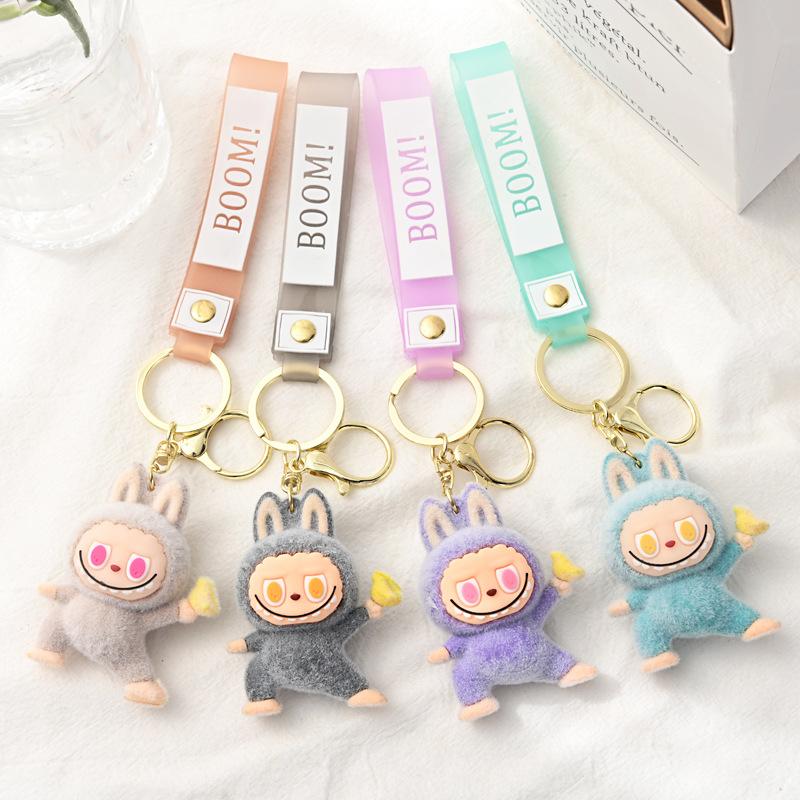 Flocking Yoga Keychain Small Pendant Cartoon Cute Doll Keychain Small Gift