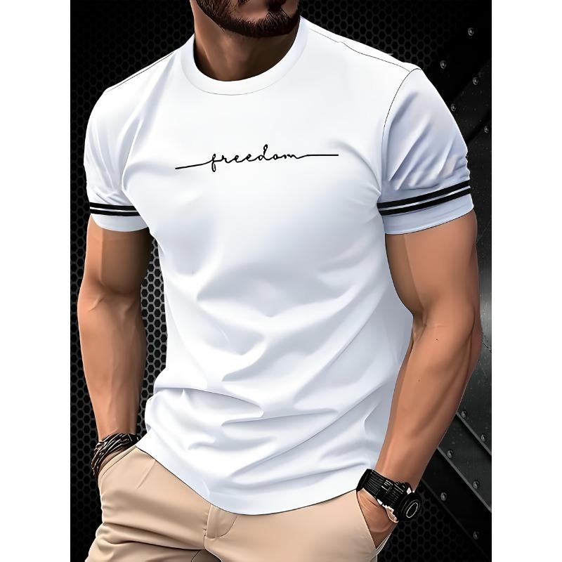 

Men s 3D Printed Style Casual T-shirt Summer Short Sleeved Round Neck Breathable Shirt S білий